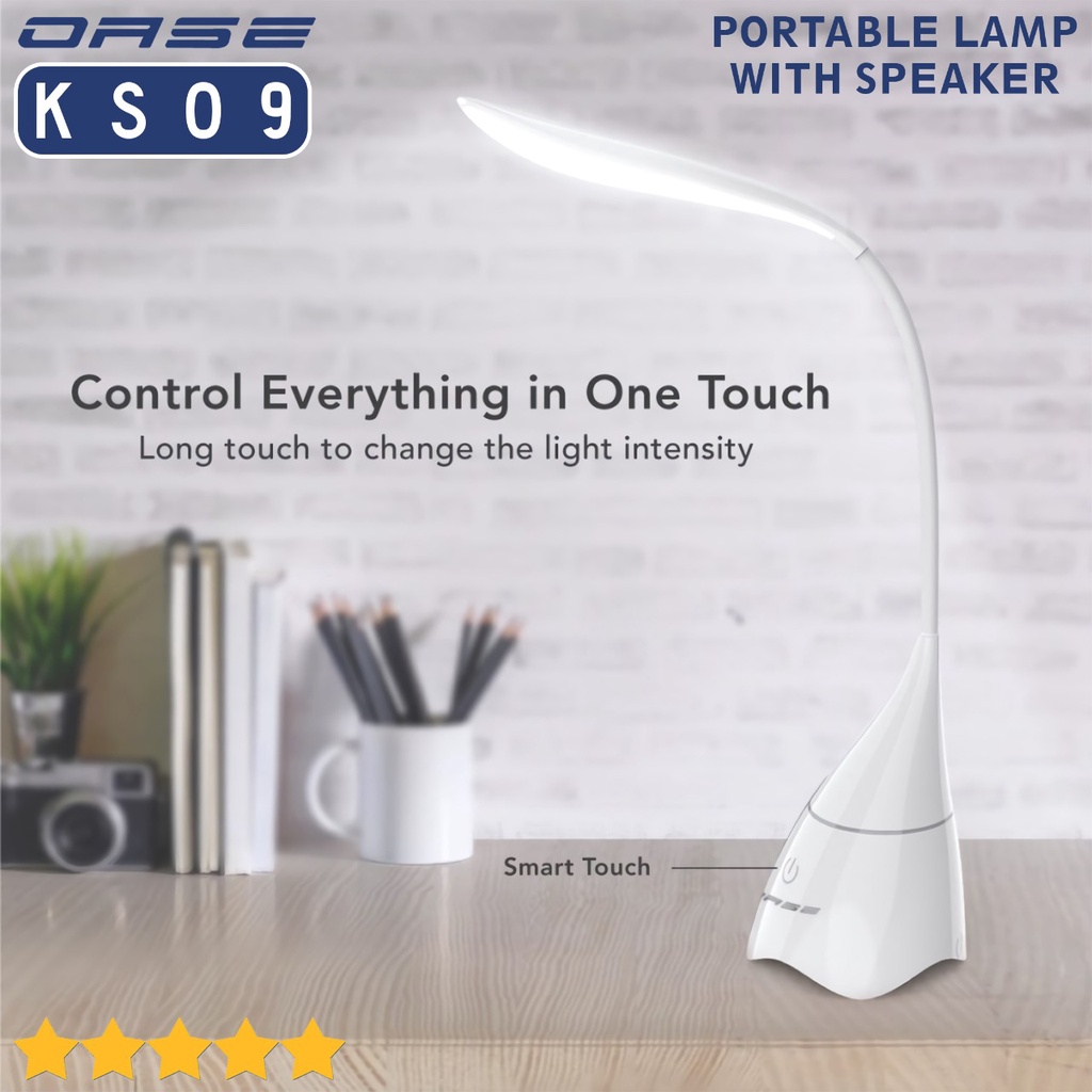 Speaker Music TOYO OASE S6 Bluetooth Wireless + Lampu LED Belajar Desk Lamp KS09