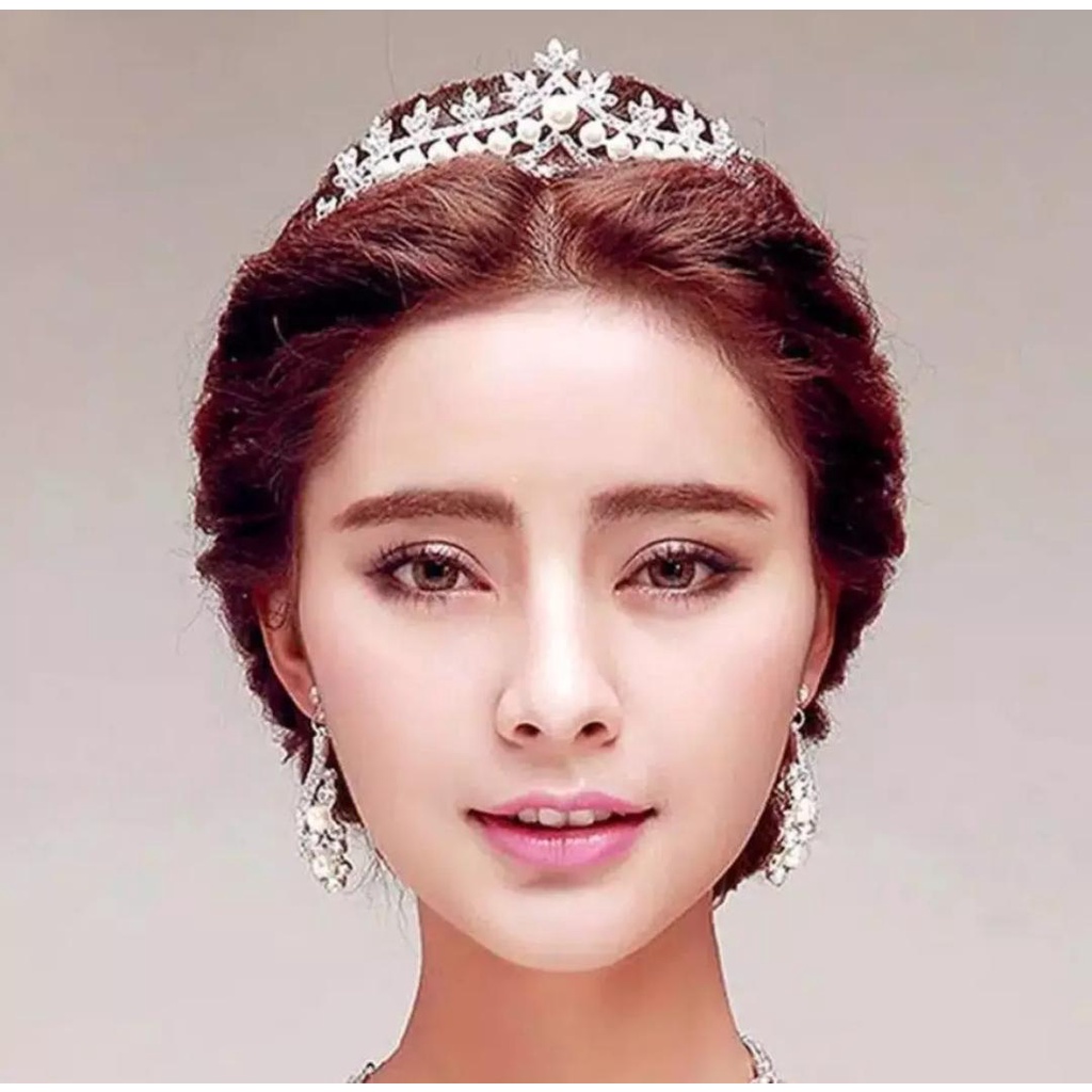 Tiny Jewelry Set - Mahkota Anting Kalung - Aksesoris Pengantin - Bridal Crown Korea