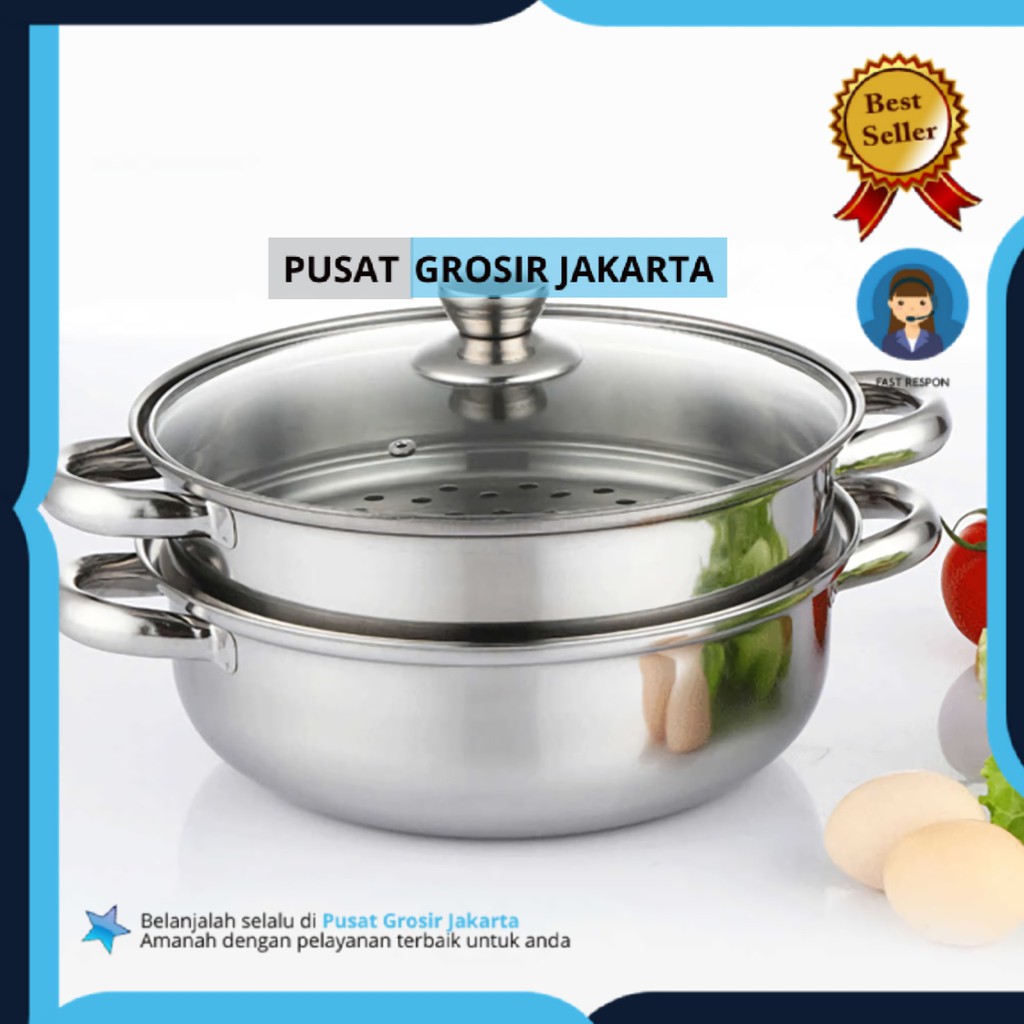 Banting Harga Pusat Grosir Jakarta - Sinda Panci Steamer Kukus 28 Cm Stainless 2 Tingkat Berkualitas Termurah yOoA6EhpgaBxwD