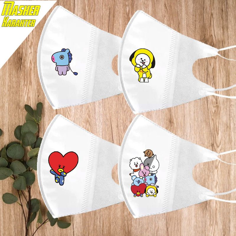 MASKER DUCKBILL PRINT KARAKTER BT 21/PUTIH 3PLY EARLOOP