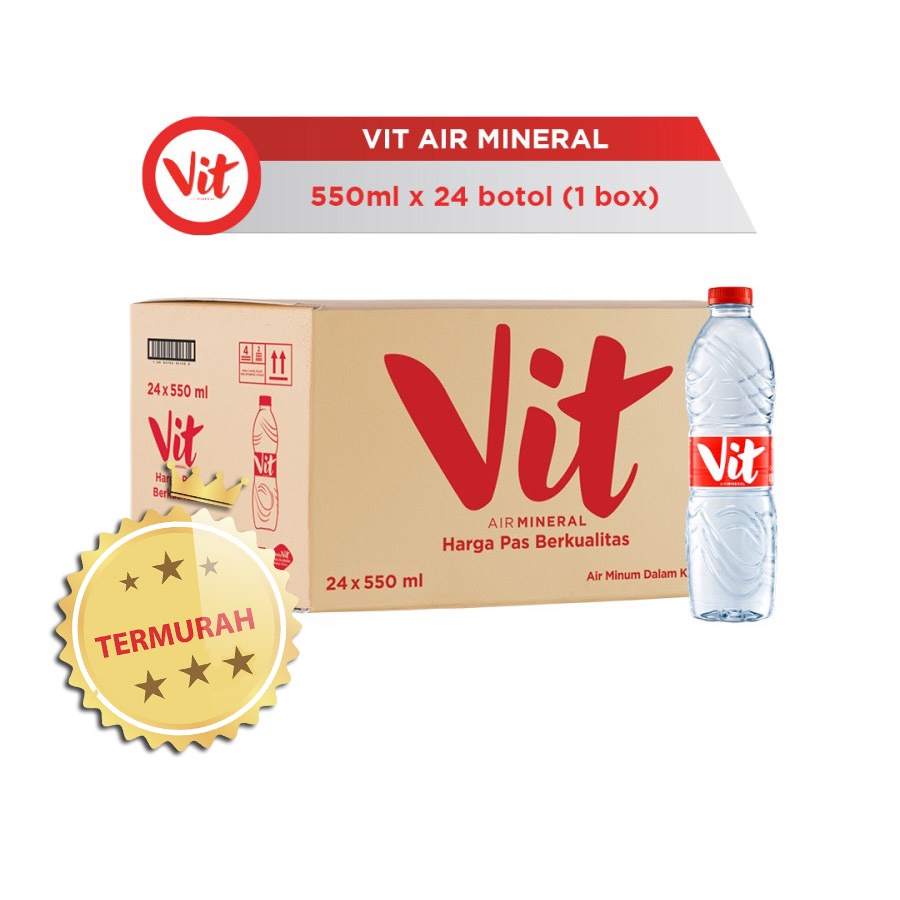 

Air mineral VIT botol ukuran 550 ml 1 dus isi 24