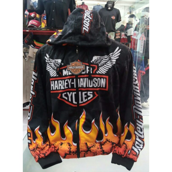 Jaket Harley Davidson Motorcycles - est 1903 - Built to Last - Flame - HDCI - Jacket Racing - Hoodie