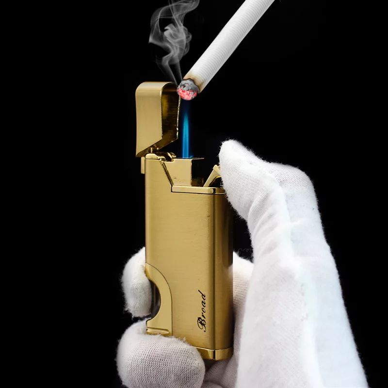 Broad Korek api Gas single Jet lighter/ 1 api biru slim portable dengan jendela gas