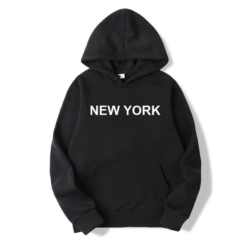 SWEATER HOODIE JEMPER NEW YORK UNISEX matt COTTON fleece Premium