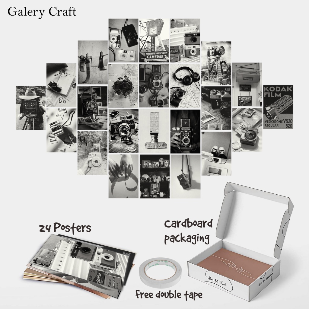 Poster Aesthetic Black White Camera Tempelan Dinding Aesthetic