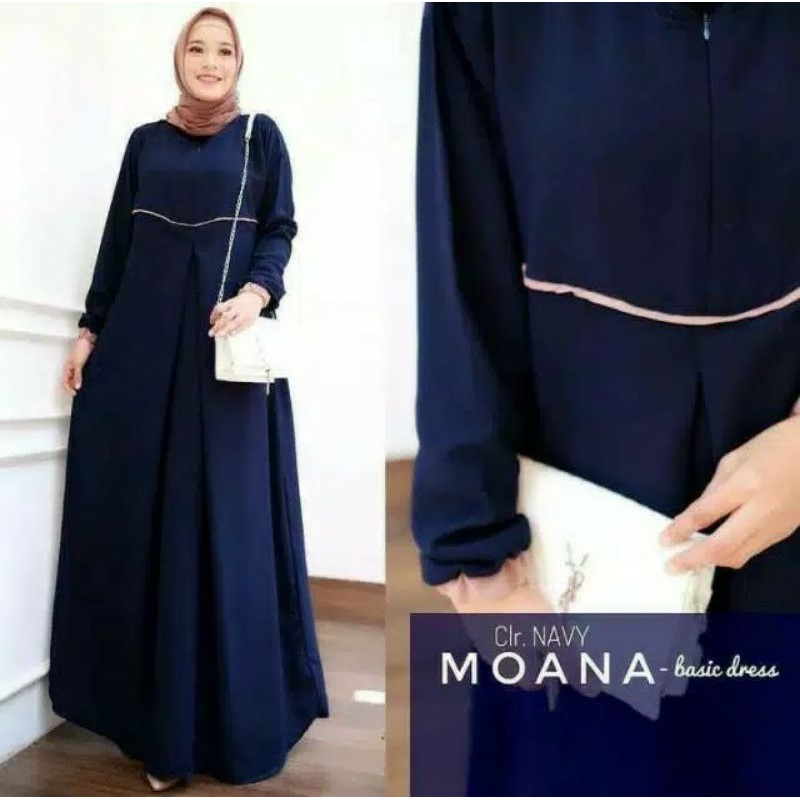MOANA BASIC DRESS BAHAN MOSCREPE TERBARU | GAMIS MODERN2021 | BUSANA MUSLIM | FASHION WANITA MUSLIM