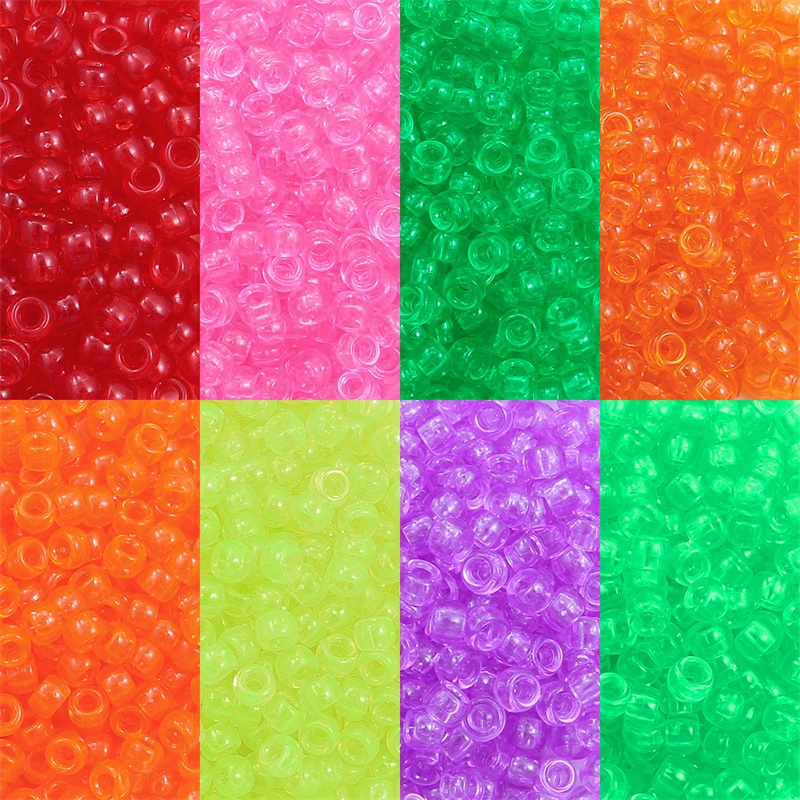 100Pcs 9mmx6mm  Round Big Hole Transparent Plastic Beads Spacer Loose Beads for Jewelry Making DIY Handmade Bracelet Accessories