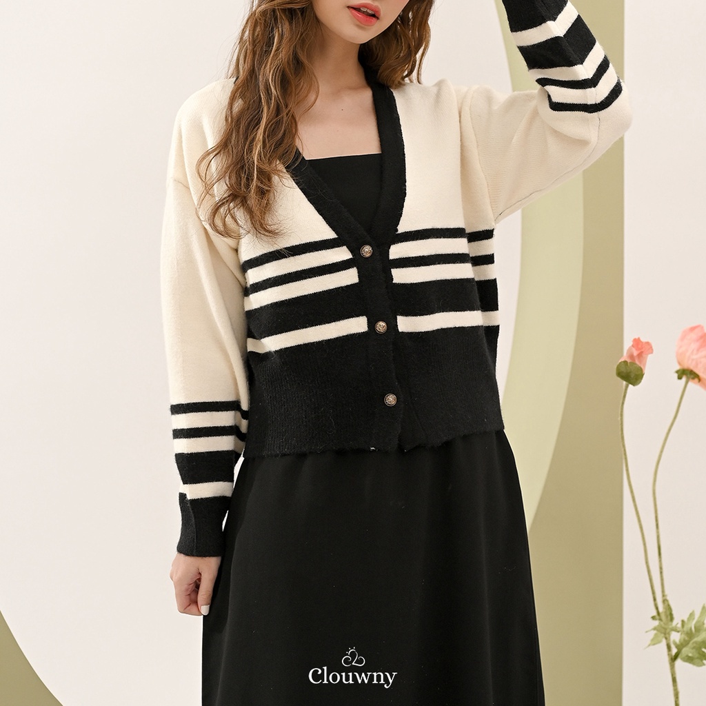 CLOUWNY - Outer Rajut Wanita Sade Button Cardigan Premium Knitt Busui Friendly-1
