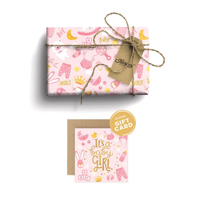 

Paket Kertas Kado & Kartu Ucapan Baby New Born Harvest - Baby Girl