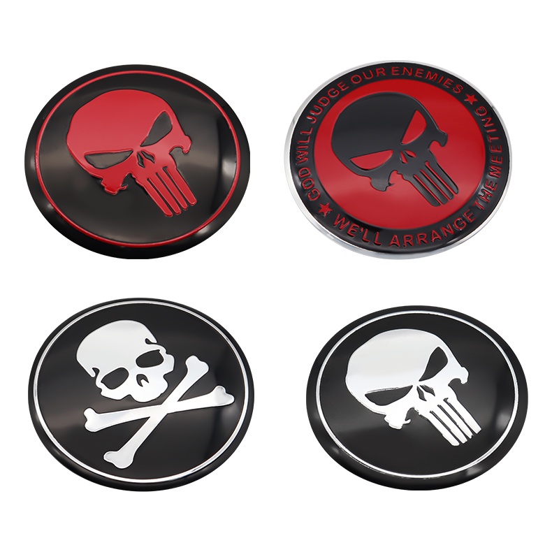 4 Pcs Sticker Emblem Dekorasi Velg Mobil Ukuran 56mm Motif SKULL