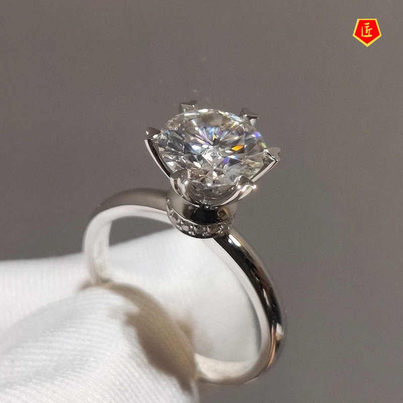 [Ready Stock]Classic Elegant Pt950 Shining Moissanite Open Ring