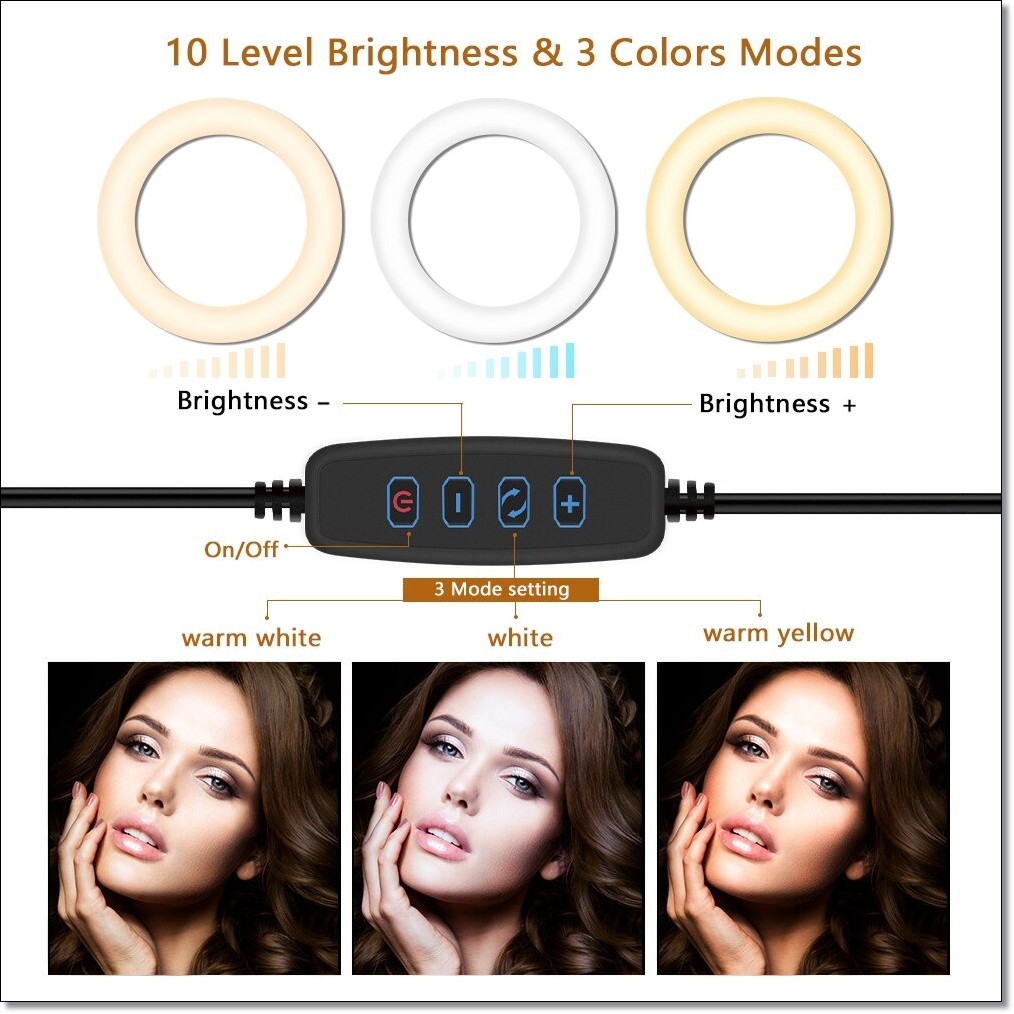 Lampu Halo Ring Light LED Kamera 12W 10 Inch 26cm + Smartphone Holder - RL-21