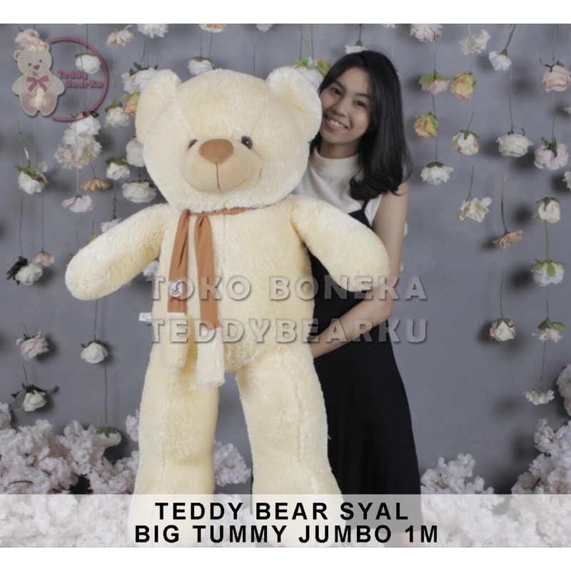 BONEKA BERUANG TEDDY BEAR SYAL Telapak JUMBO 1METER LABEL SNI