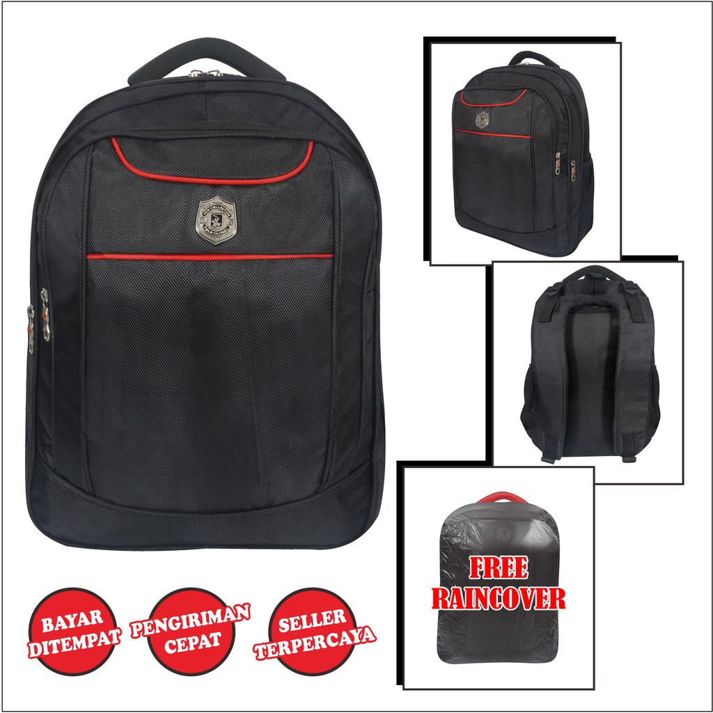 Tas Punggung Laptop Model Ransel Polo Global Pria Wanita Unisex Free Raincover Bahan Waterproof - 9771