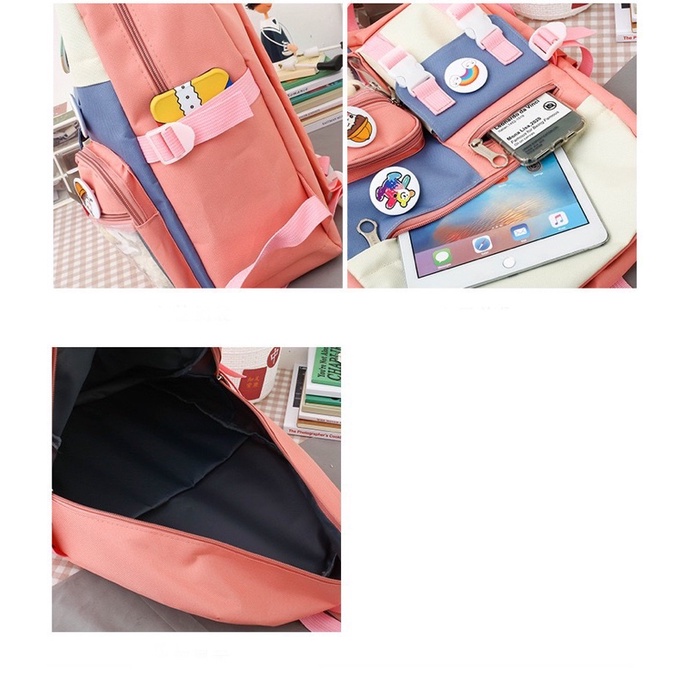 Tas Ransel Anak Sekolah SD SMP SMA Perempuan fashion ORIGINAL backpack wanita impor set 4 in 1 tanpa boneka