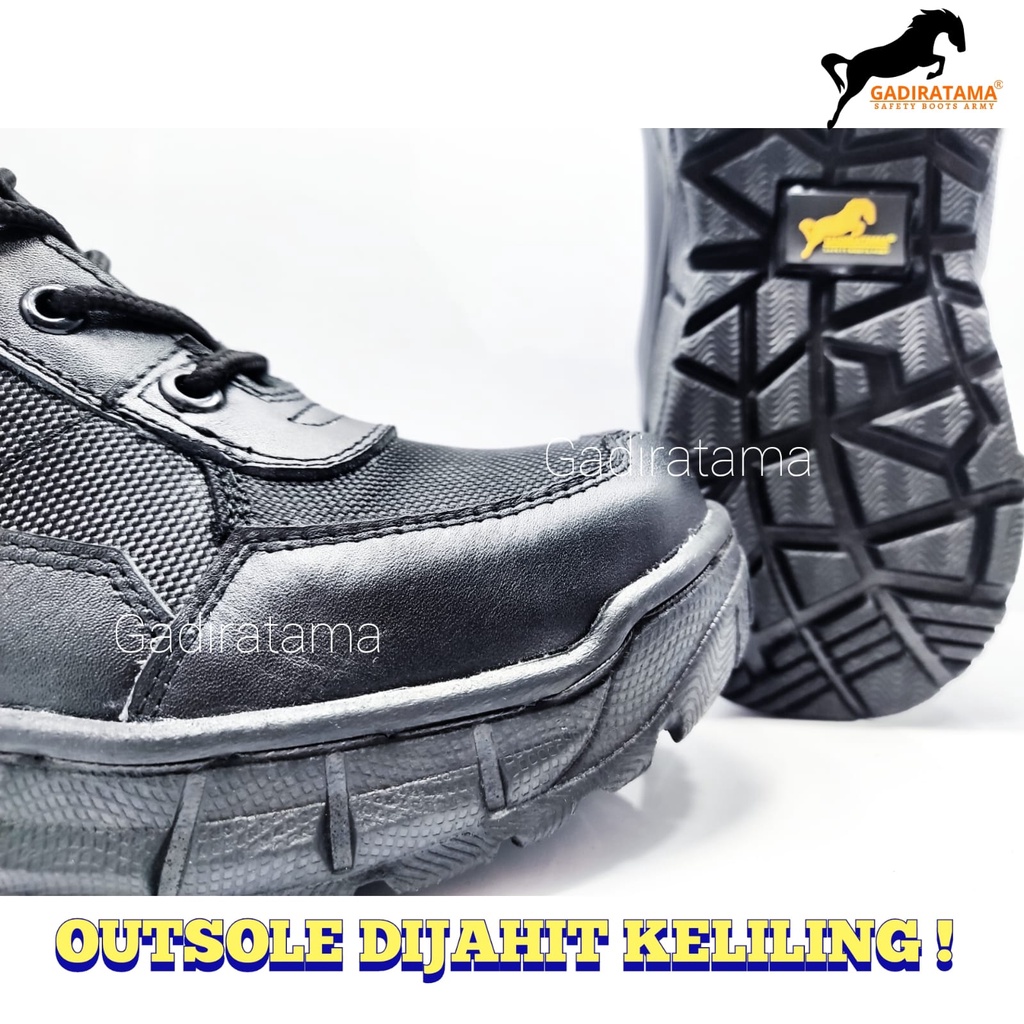 sepatu PDL TNI POLRI safety ujung BESI KULIT SAPI KOMBINASI CORDURA WATERPROOF GADIRATAMA !