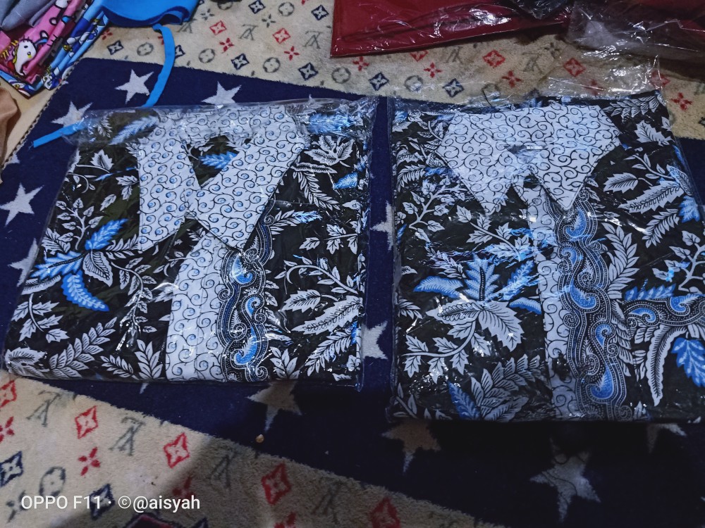 Batik Couple Keluarga Motif Blarak Biru Original Terbatru Bisa Pisah Batik Anak