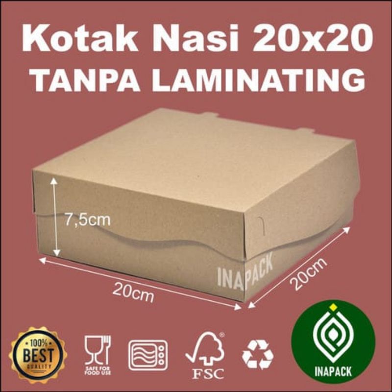 Box Dus Nasi ukuran 20x20 Coklat