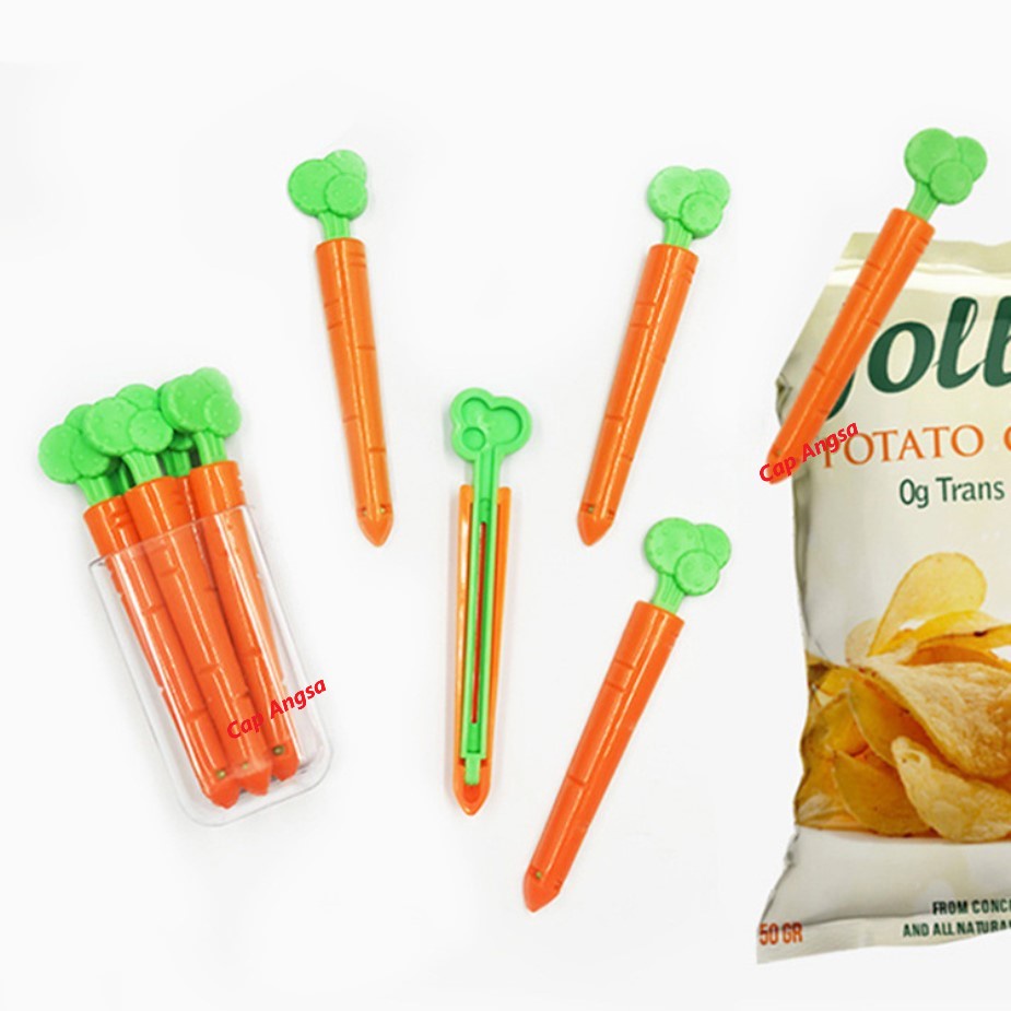 KLIP WORTEL CARROT CLIP SNACK SEALING PENJEPIT PENYEGEL IKETAN PLASTIK 1PC 5PCS TEMPELAN MAGNET KULKAS JEPITAN KEMASAN MAKANAN