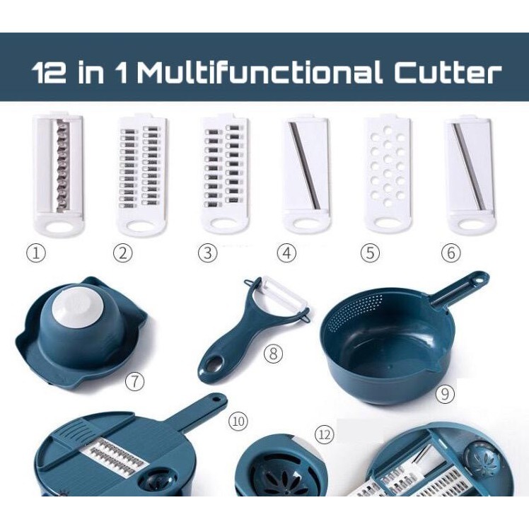 PEMOTONG SAYUR Alat Pemotong Sayuran 12 In 1 Multifungsi Parutan multifungsi
