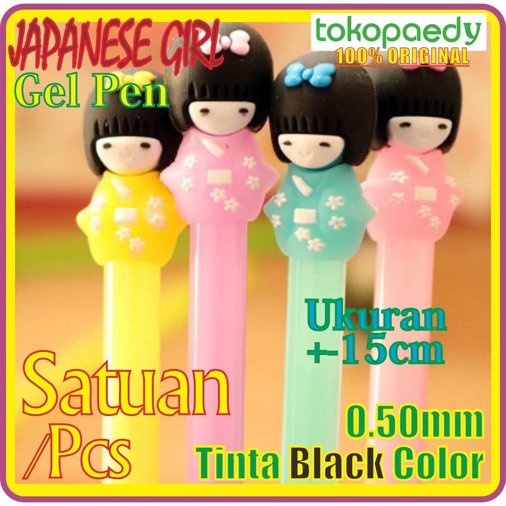 

Pulpen Gel Karakter WANITA JEPANG /JAPANESE GIRL Unik Lucu /Souvenir /Tinta Gel BLACK 0.5mm ORIGINAL