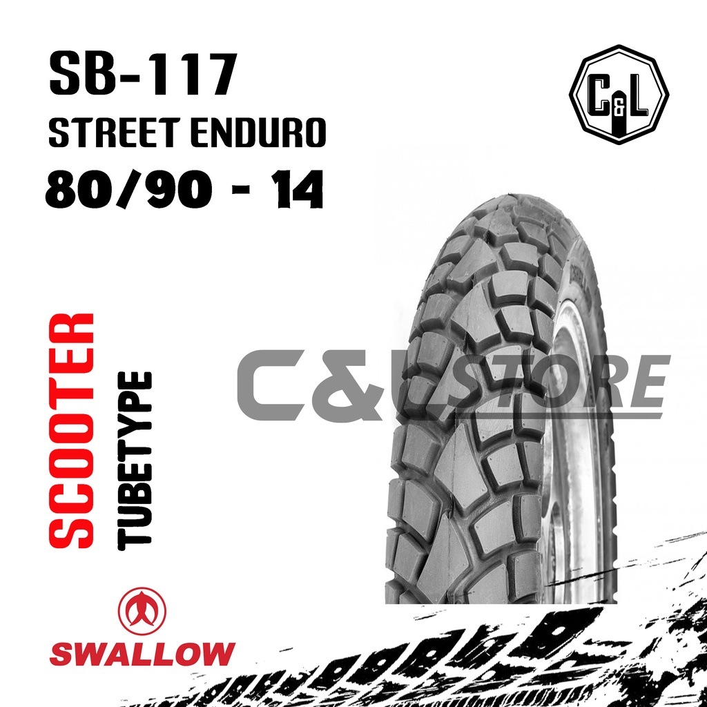 BAN LUAR MOTOR SWALLOW 80/90-14 RING 14 SB-117 STREET ENDURO TUBETYPE