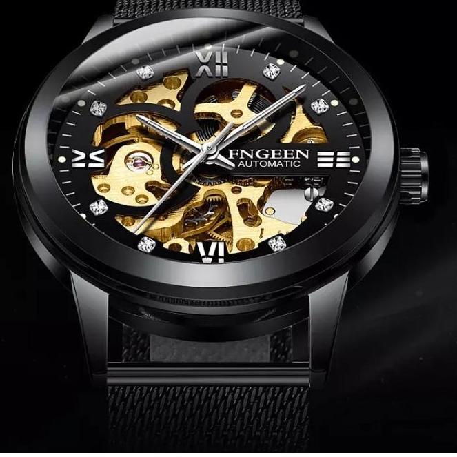 AUD.29979 • FNGEEN 6018 Jam Tangan Pria Mechanical Automatic  Luxury Business Original Tahan Air Watch + Kotak Gratis