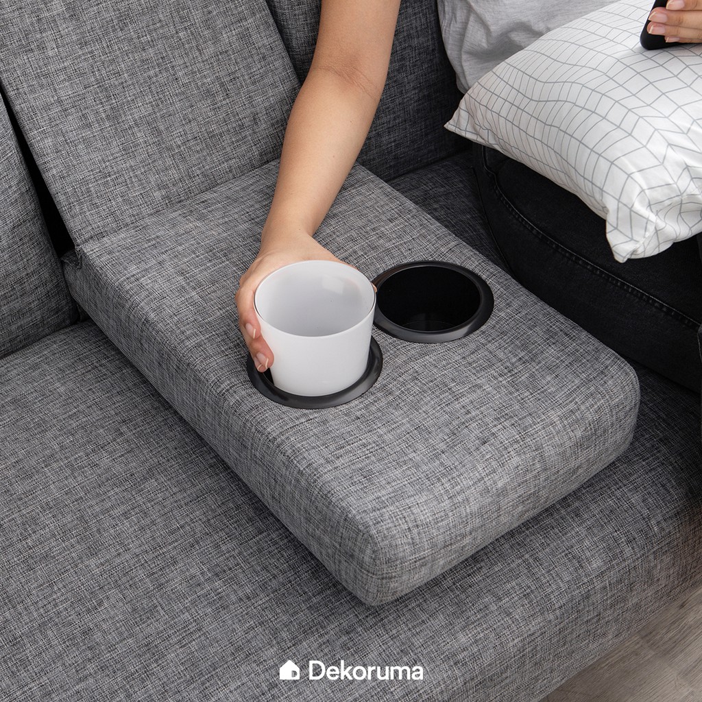 Dekoruma Daito Sofabed L Set dengan Stool (Kursi Tamu Sofa Bed Minimalis Modern)-7