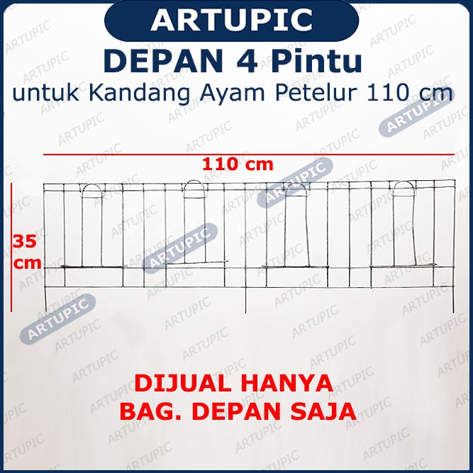 DEPAN 4 PINTU SAJA untuk Kandang Ayam Petelur ARTUPIC Baterai Kandang Ayam Petelur Galvanise 110 cm