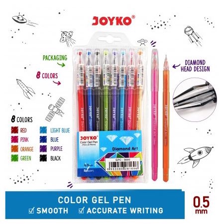 

Color Gel Pen Pulpen Joyko 8 Warna