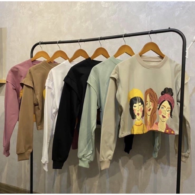 BEFAST - ZGW OOTD Sweater Crop MOKA / FLEECE Sweater Selza / Sweater Wanita Keluran Terbaru / Pakaian Wanita Kekinian / Sweater Casual / Atasan Wanita Lengan Panjang / Sweater Motif / Fashion Ala Korean style / Sweater Termurah / Trendy