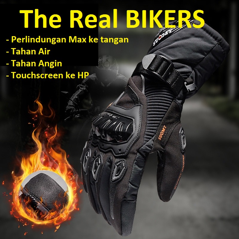 Sarung Tangan Motor Waterproof Windproof Touch Screen Cloves Size L / Gloves