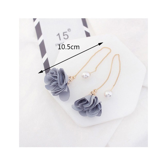 LRC Anting Tusuk Flower Shape Decorated Simple Long Chain Earrings Y5763X