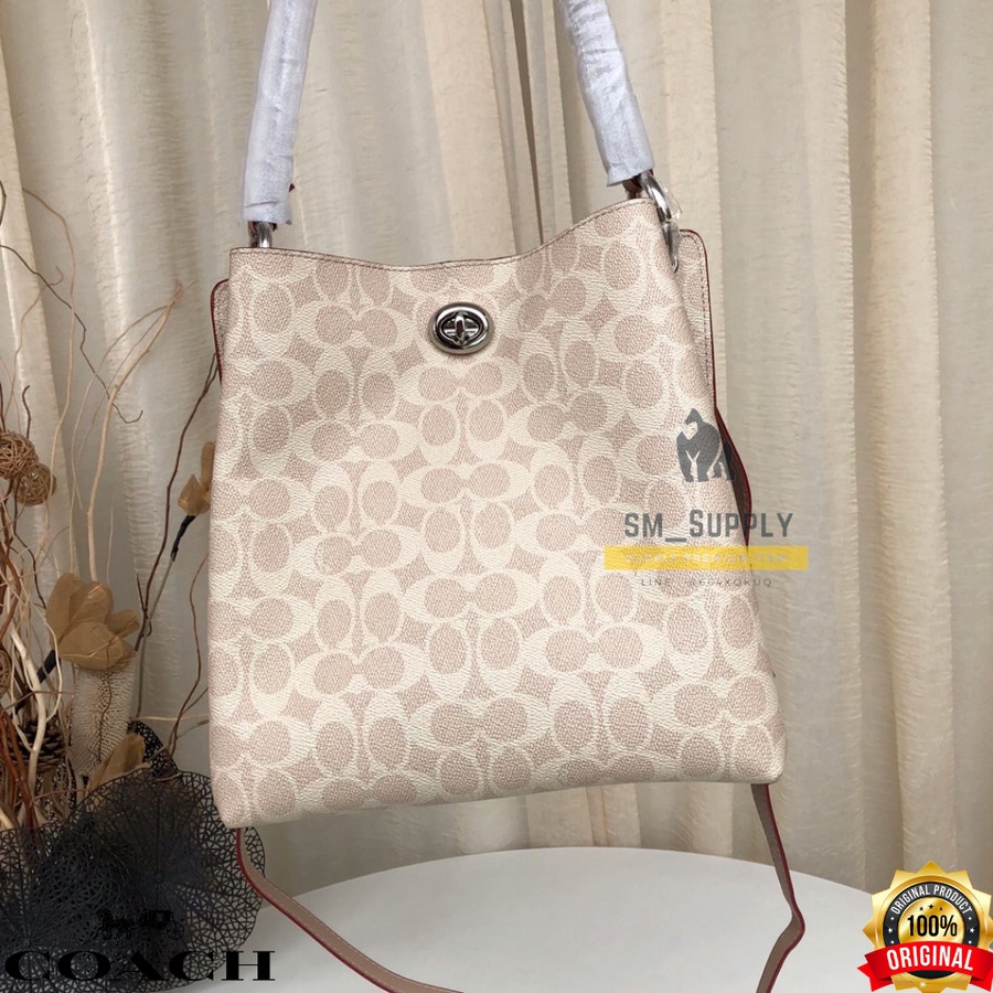 TAS WANITA COACH CHARLIE BUCKET BAG IN SIGNATURE CANVAS 89003 WHITE