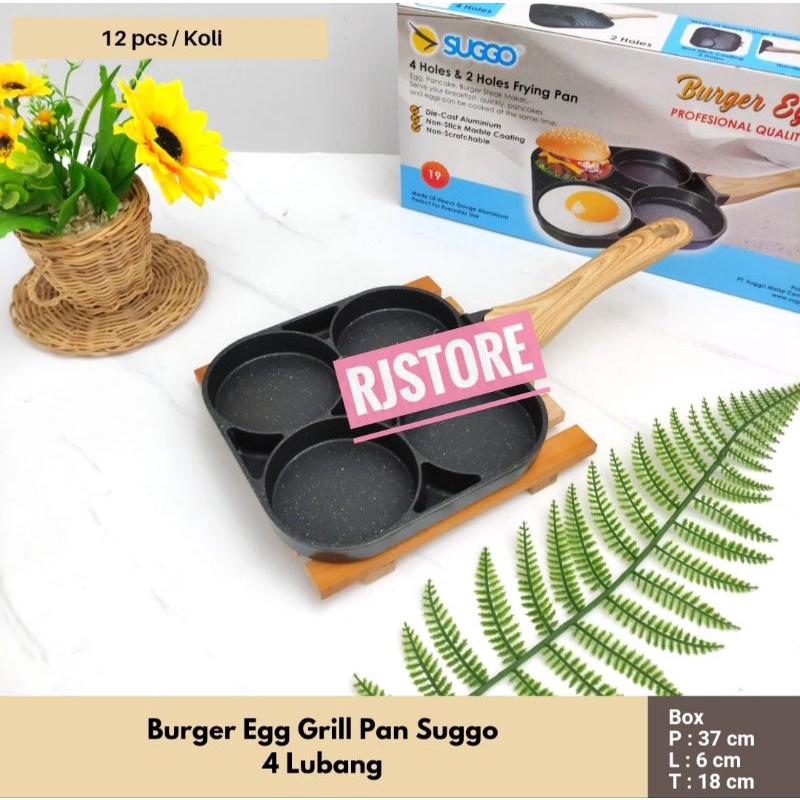 Burger Egg Grill Pan Suggo 4 Lubang / pan pembuat burger / pan 4 lubang