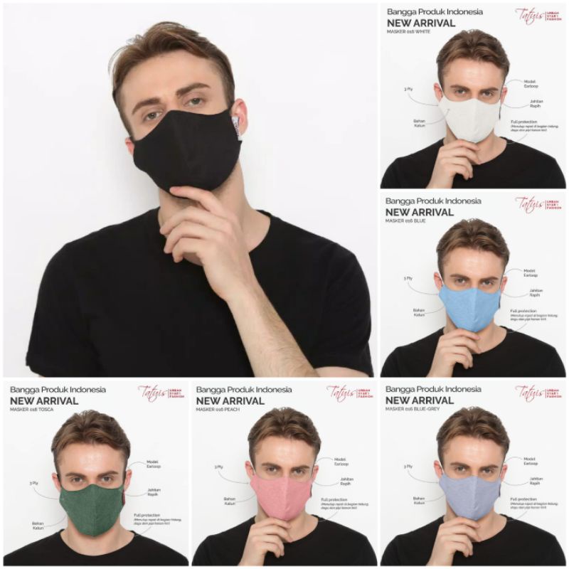 Masker kain Tatuis 3ply earloop aneka warna terbaru By Toko umroh dan haji
