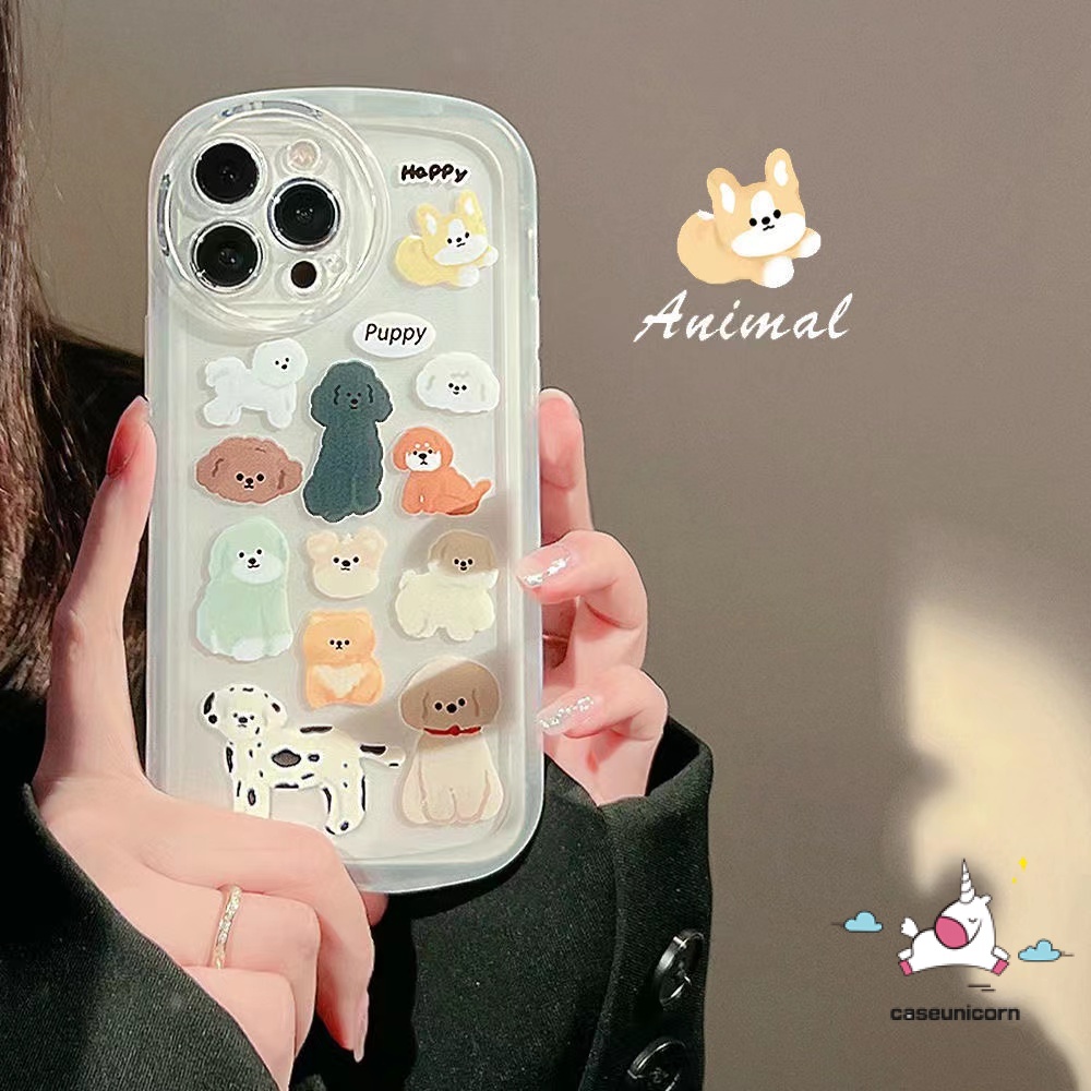 Casing OPPO A17K A15 A16 A57 A17 A12 A55 A16K A16E A76 A7 A5s A5 A9 2020 A95 A1K A96 A3s A74 A16s A54 A53 A35 A36 A33 A12E A31 Reno 6Z 5Z 8 6 4F Cute Dog Puppy Airbag Case Lembut