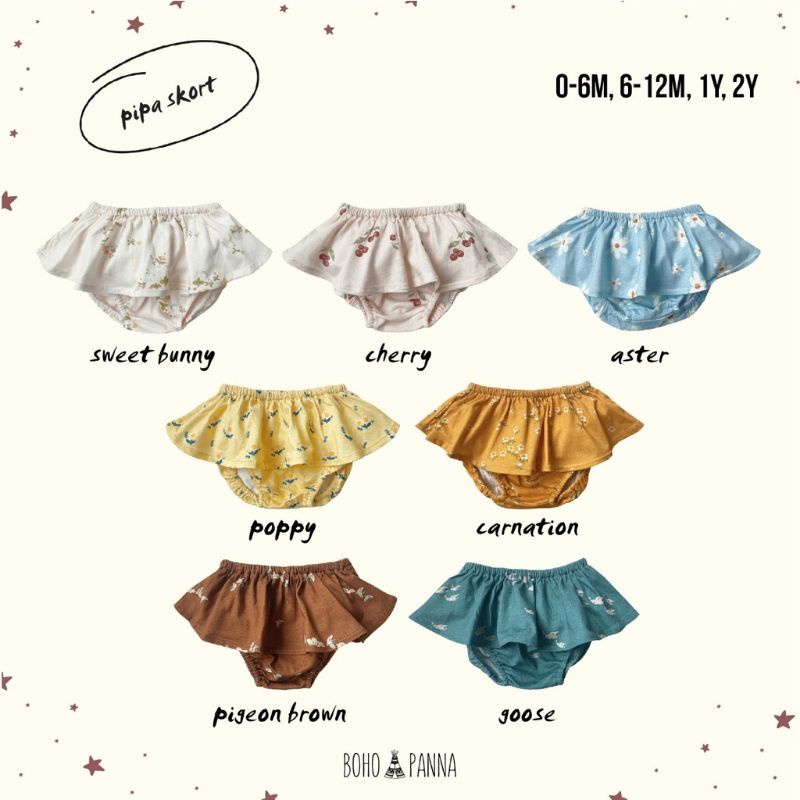 Bohopanna Bohobaby Pipa Skort Pipa Skort Celana Bloomers Bayi Anak Perempuan