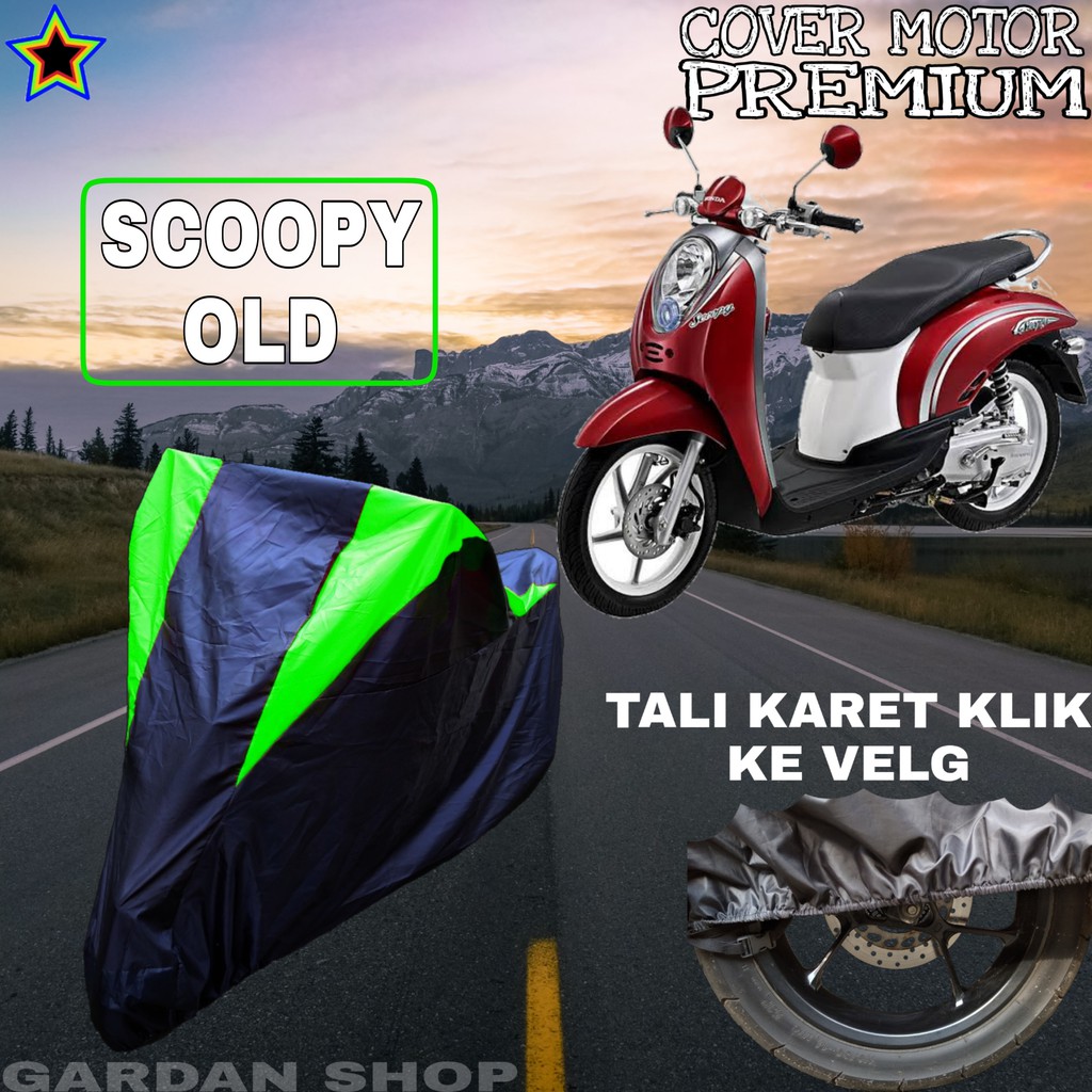 Sarung Motor SCOOPY OLD Hitam HIJAU Body Cover Penutup Pelindung Motor Scoopy PREMIUM