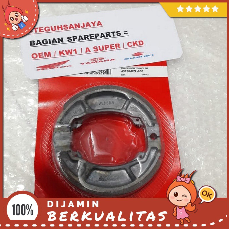 Kampas Rem Belakang Tromol Kzl Honda Beat Vario spacy Scoopy Megapro Primus Sparepart Motor Murah