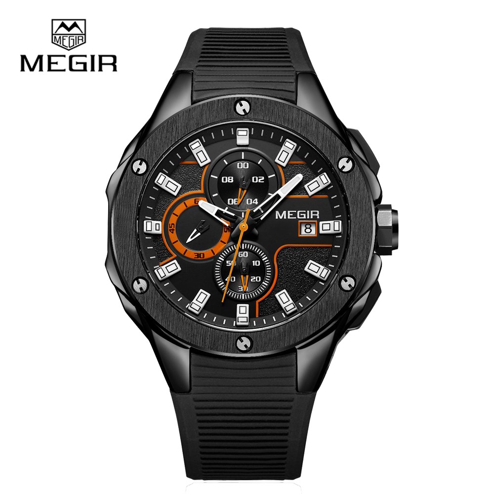 MEGIR 2053 Jam Tangan Pria Analog Chronograph Tali Rubber WATCHKITE WKOS