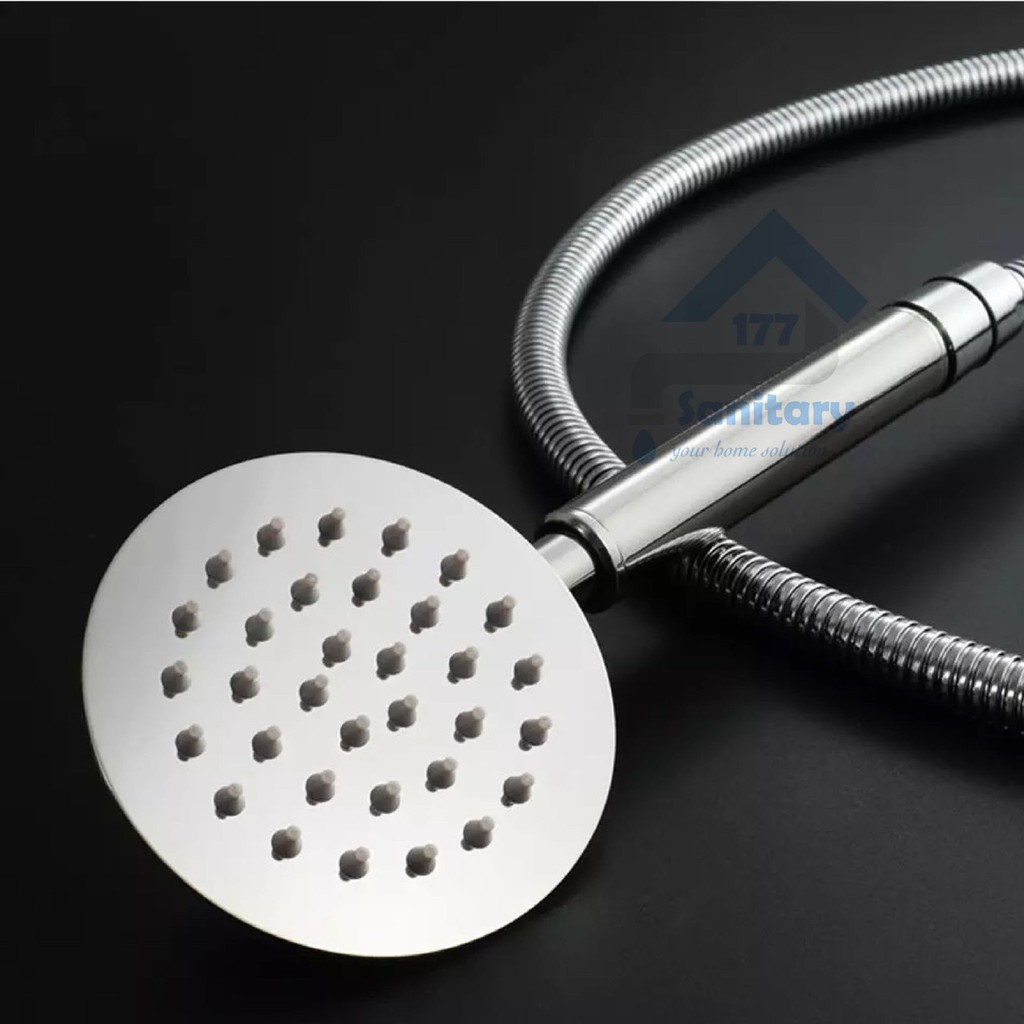 Hand Shower Stainless Set Bulat HS8-Handshower Stenlis Minimalis Semprotan Mandi Spray /B31