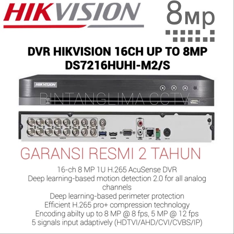 DVR 16CH HIKVISION IDS-7216HUHI-M2/S Acu Sense