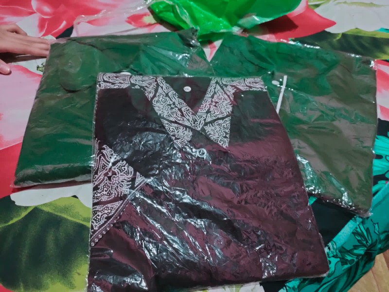 Batik Couple Keluarga Sania Ruffle Ori Ndoro Jowi Dnt Motif Modang Abu E
