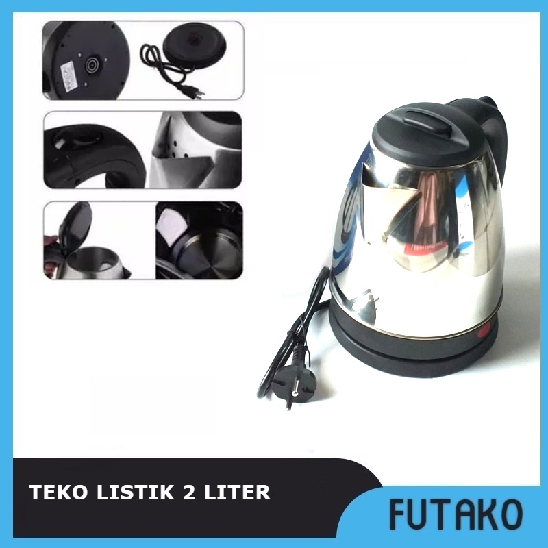 FUTAKO Teko Listrik 2 Liter Bahan Stainless Steel