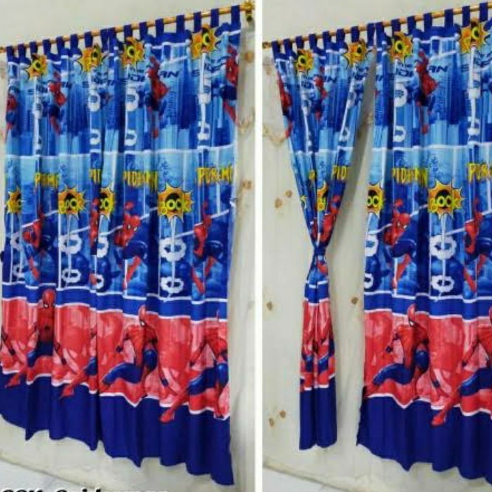 gorden homemade tali perekat ukuran 120x200 / korden pintu karakter Spiderman
