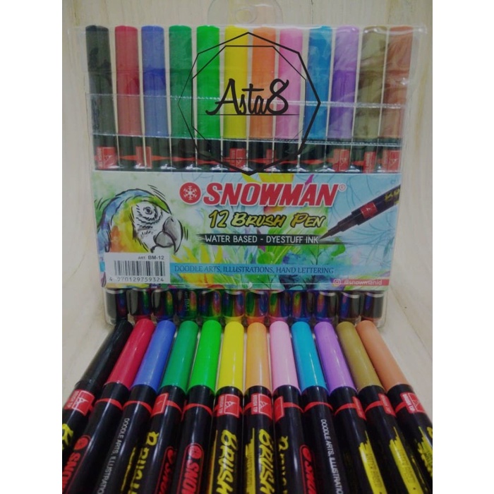 

DISKON- BISA COD BRUSH PEN SNOWMAN 12 COLORS SET