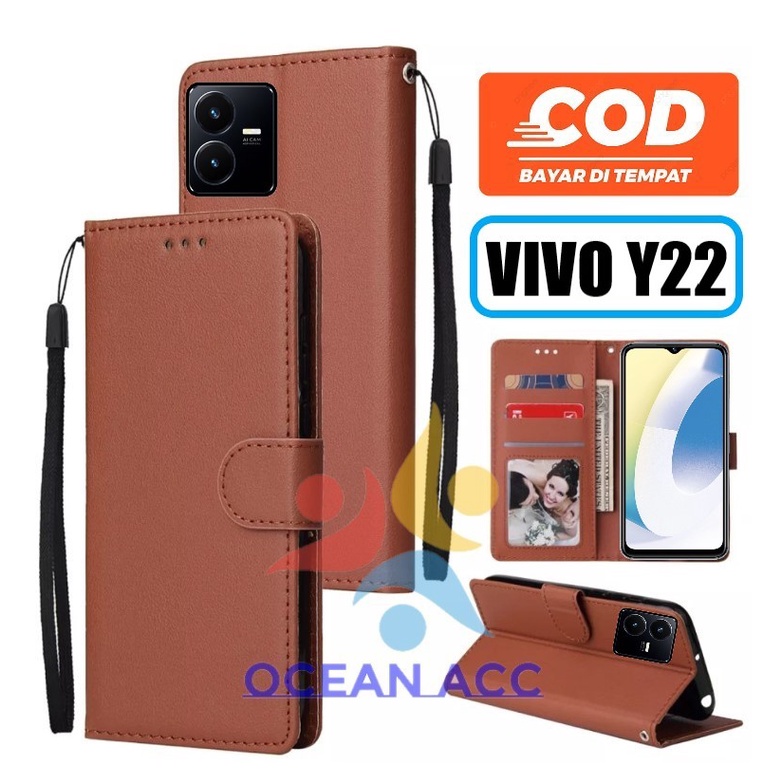 NEW DOMPET HP UNTUK VIVO Y22 NEW 2022 LEATHER FLIP CASE UNTUK VIVO Y22 NEW 2022