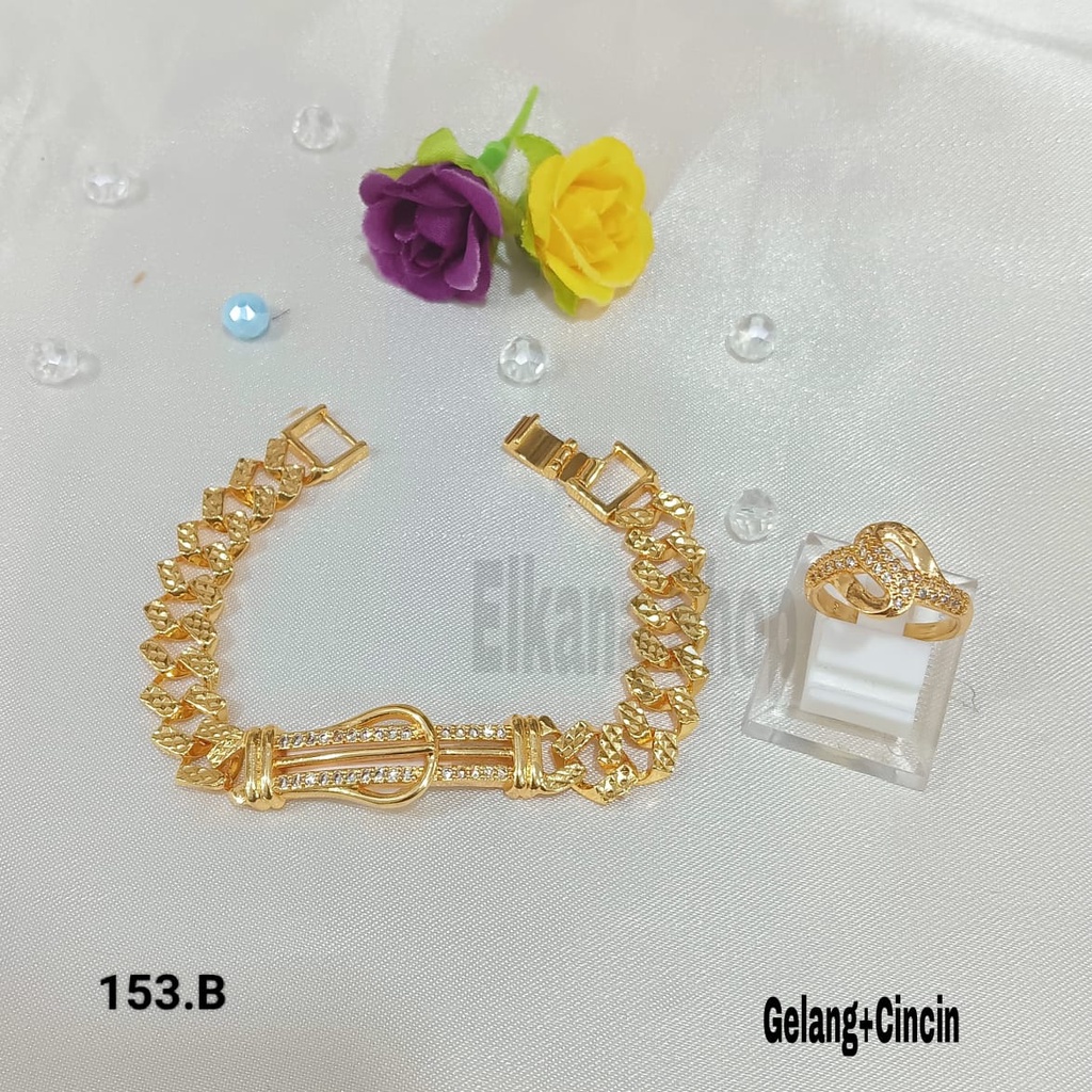 SET GELANG PLAT MLINGKER BERKELAS PERHIASAN ANTI KARAT&amp;ANTI LUNTUR