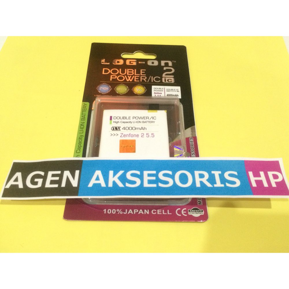 Batre Zenfone 2 5.5" Log-On Baterai Asus ZE551ML Double Power 4000mAh